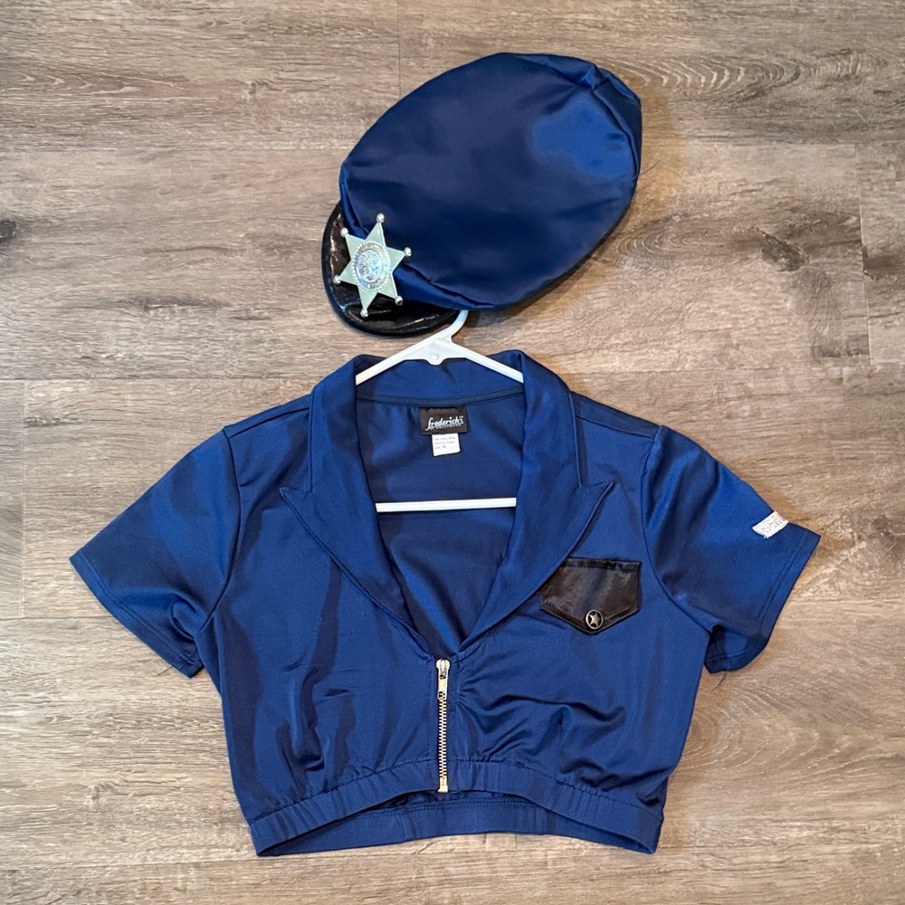 Police Officer Costume Top with Badge Hat